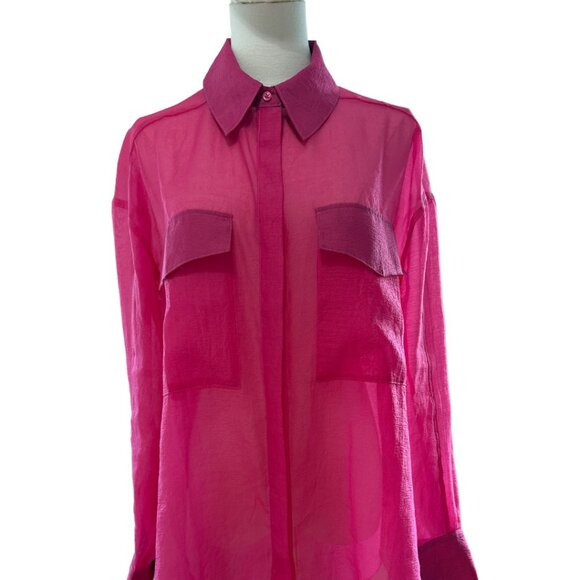 GREY LAB - Tunic Blouse Swim Cover Up - Sheer Pink - Small - Picture 3 of 8